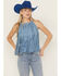 Image #1 - Idyllwind Women's Madie Faux Suede Fringe Tank, Steel Blue, hi-res