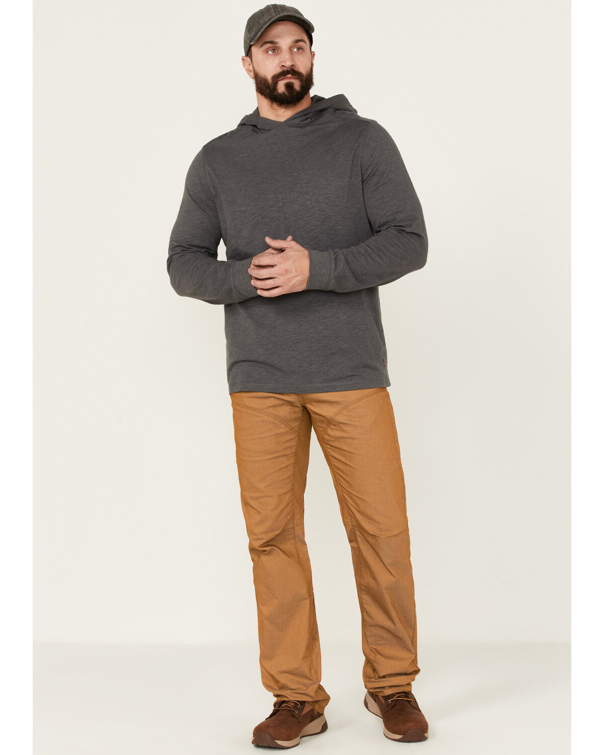 Image #2 - Brothers and Sons Men's Solid Heather Slub Long Sleeve Hooded Sweatshirt, Charcoal, hi-res