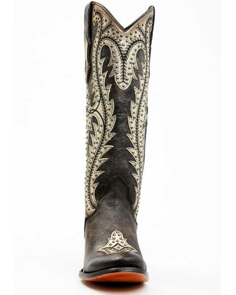 Image #4 - Corral Women's Studded Overlay Western Boots - Round Toe, Black, hi-res