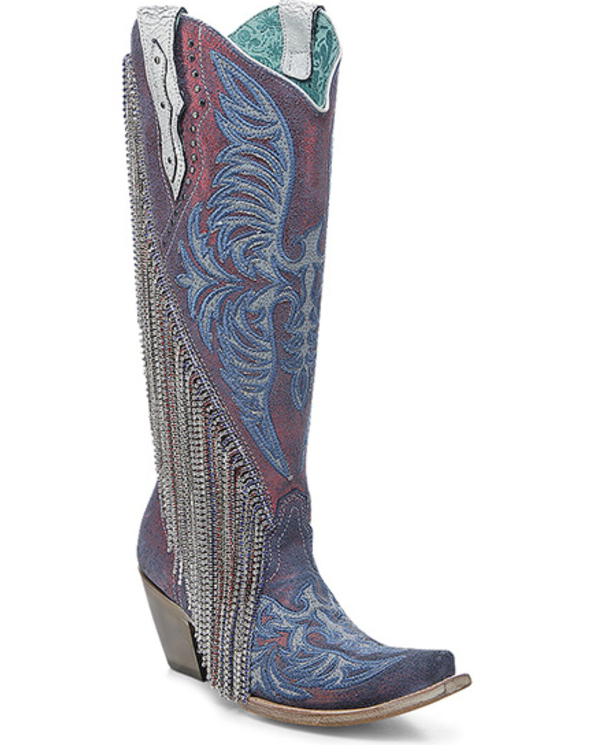 Image #1 - Corral Women's Chameleon Effect Tall Western Boots - Snip Toe, Red, hi-res