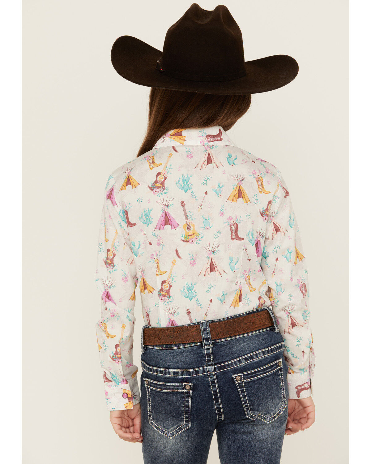 Image #4 - Cruel Girl Girls' Conversation Print Long Sleeve Pearl Snap Western Shirt, White, hi-res