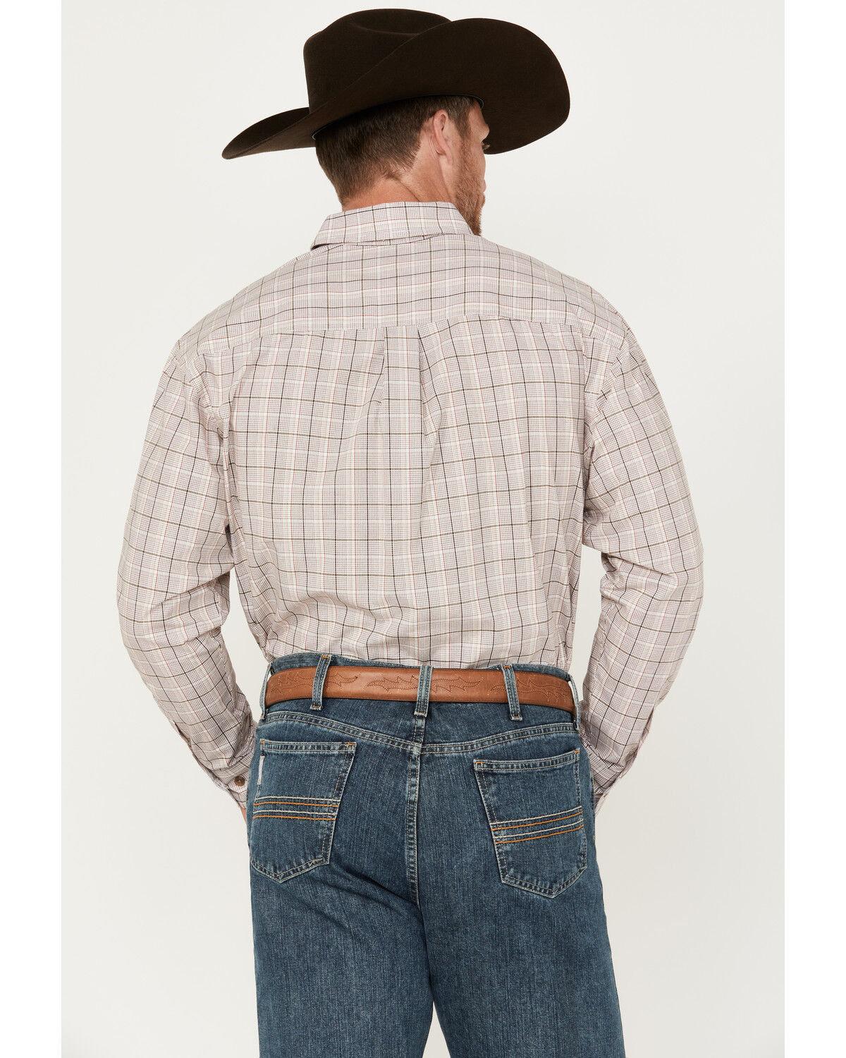 Image #4 - George Strait by Wrangler Men's Plaid Print Long Sleeve Button-Down Western Shirt - Big, Red, hi-res
