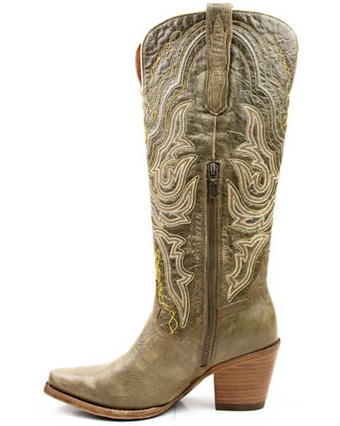 Image #3 - Dan Post Women's Vintage Embroidered Tall Western Boots - Snip Toe, Olive, hi-res