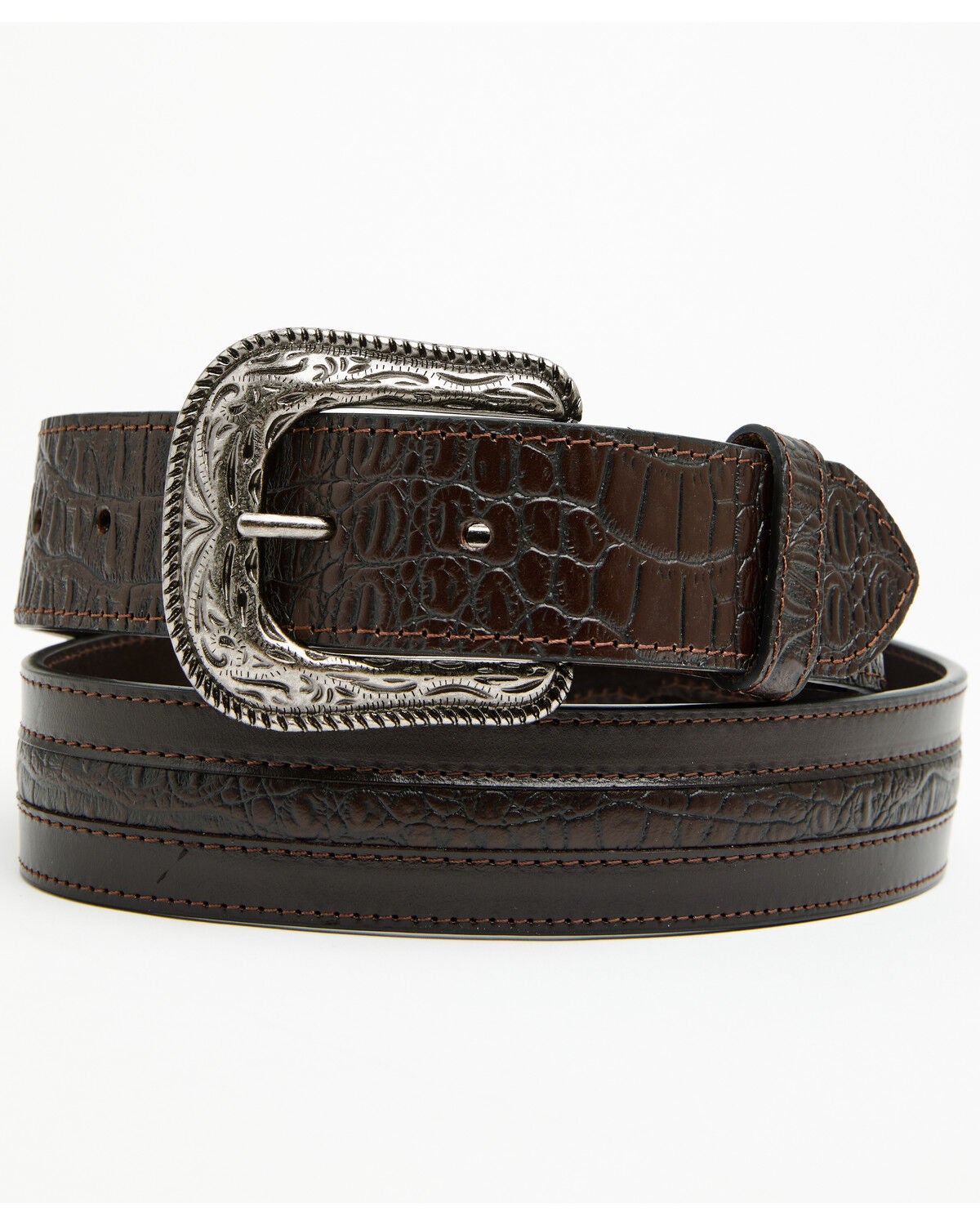 Image #1 - Cody James Men's Faux Alligator Inlay Billet Belt, Black Cherry, hi-res