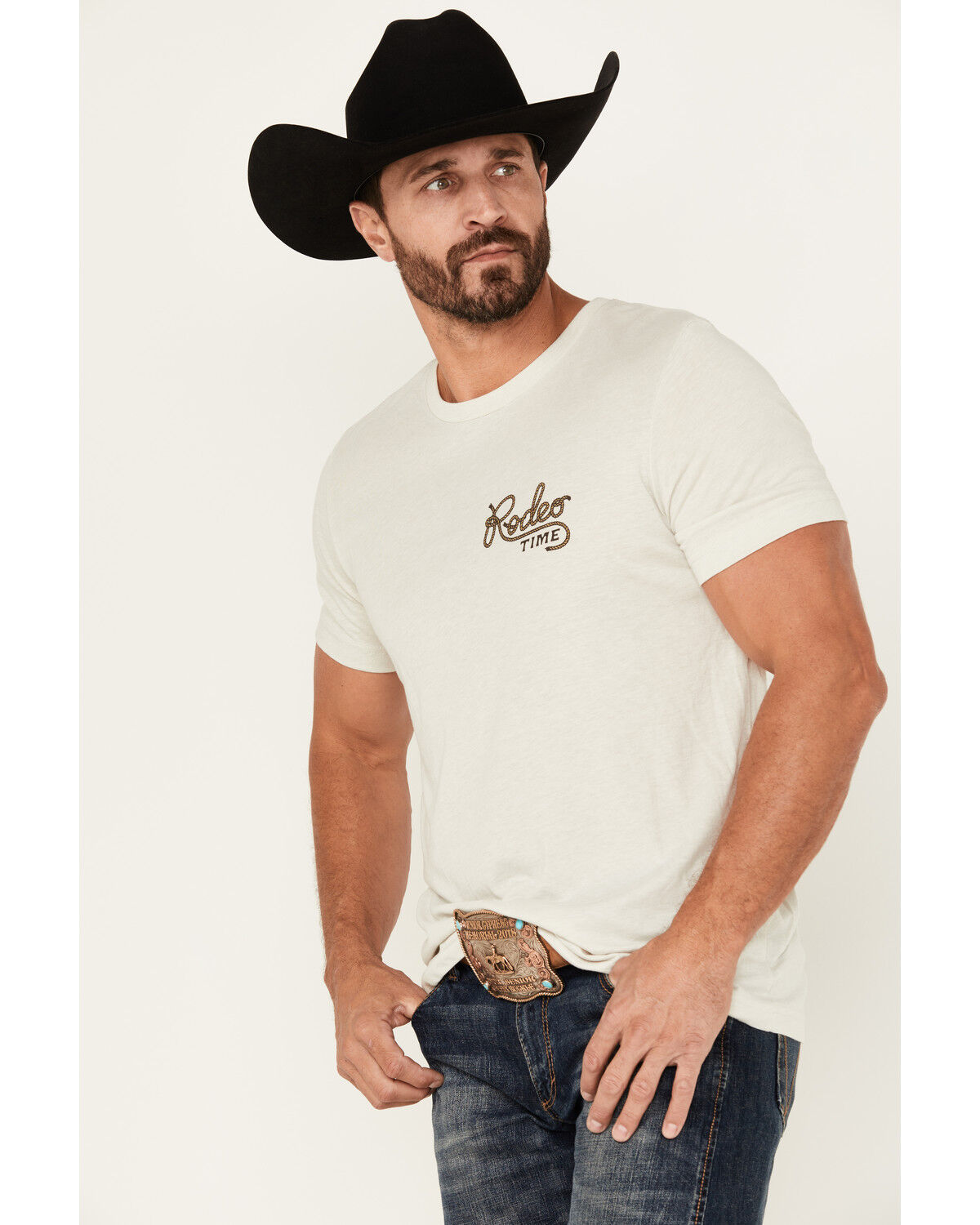 Image #3 - Rodeo Time Men's Rope Short Sleeve Graphic T-Shirt, White, hi-res