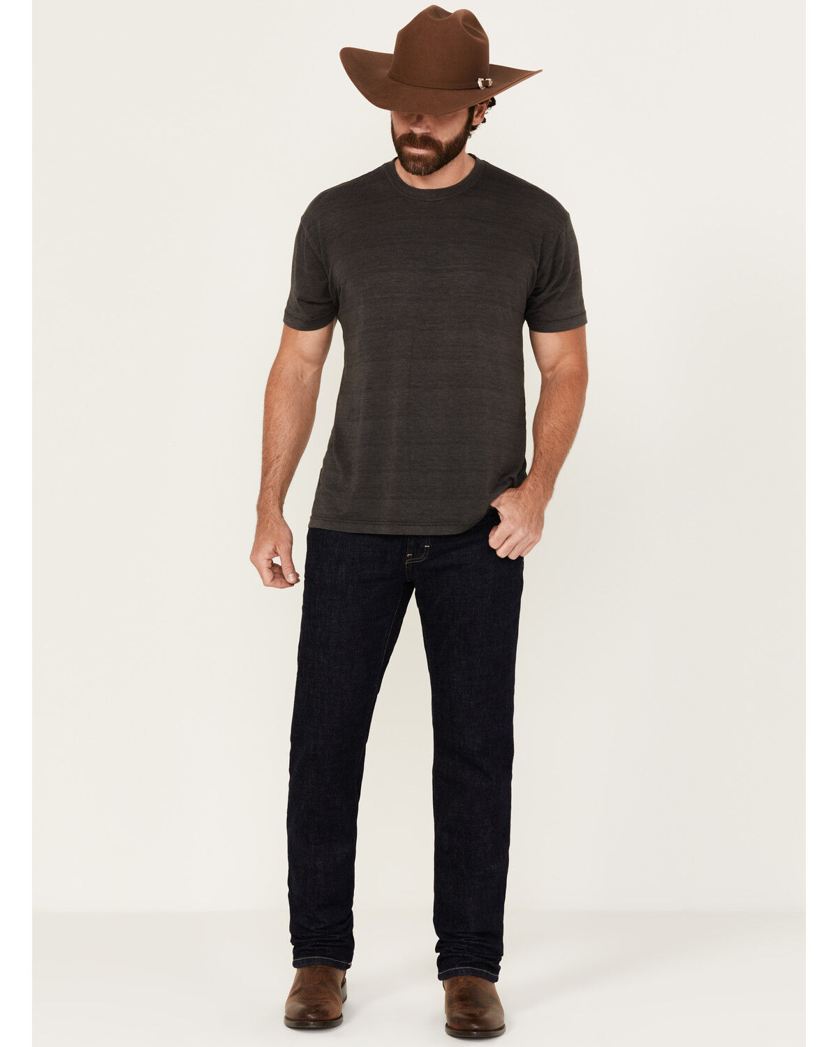 Image #1 - Ariat Men's M1 Abraded Rinse Stackable Slim Straight Stretch Denim Jeans, Dark Wash, hi-res