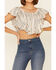 Image #4 - Angie Women's Stripe Butterfly Short Sleeve Crop Top , Cream, hi-res