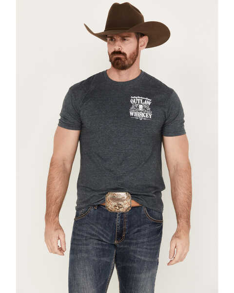 Cowboy Hardware Men's Outlaw Whiskey Short Sleeve Graphic T-Shirt, Heather Grey, hi-res