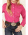 Wrangler Girls' Snap Long Sleeve Western Shirt , Pink, hi-res