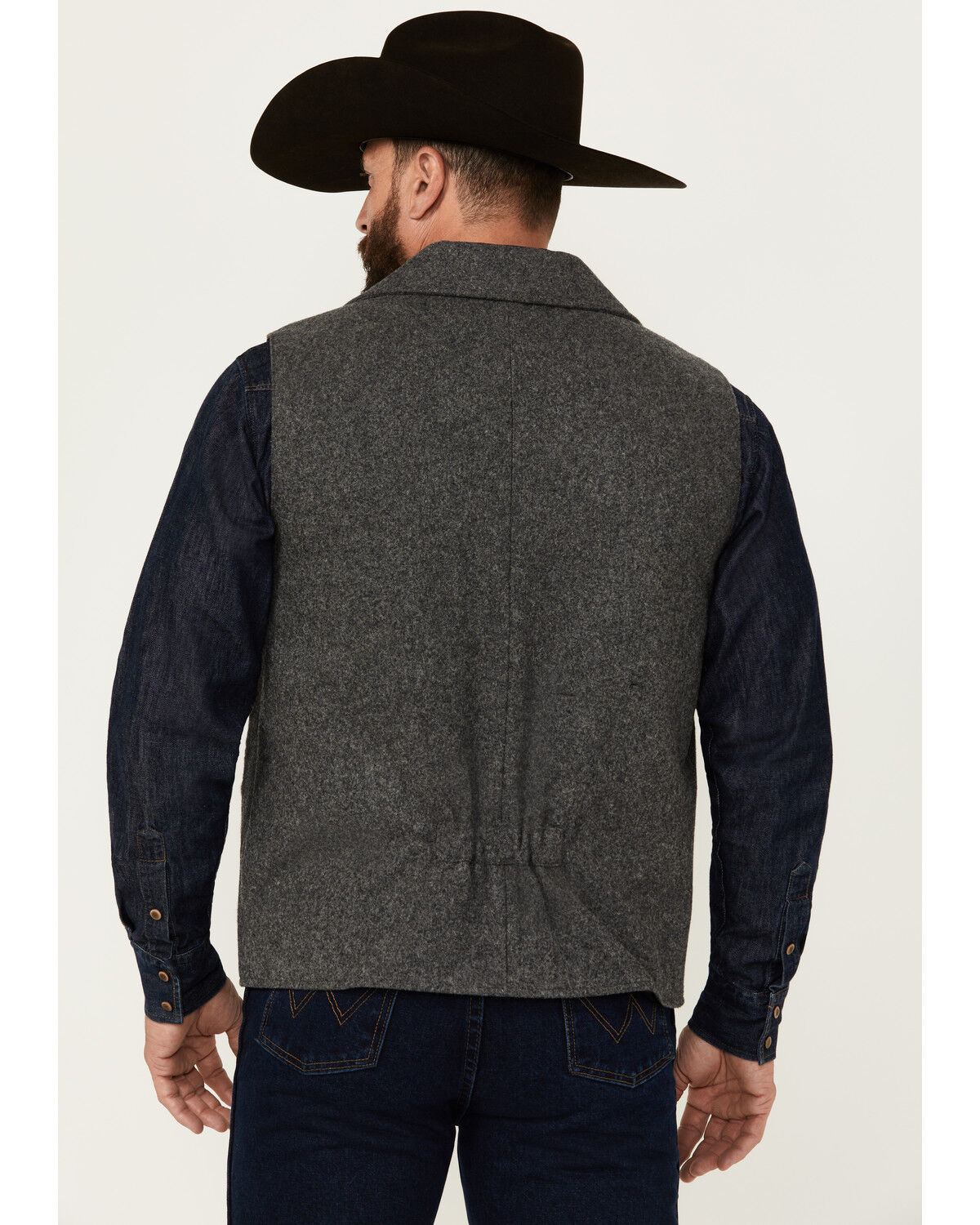 Image #4 - Powder River Outfitters Men's Heathered Wool Vest, Charcoal, hi-res