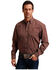Image #1 - Stetson Men's Dobby Plaid Print Long Sleeve Button-Down Western Shirt, Wine, hi-res