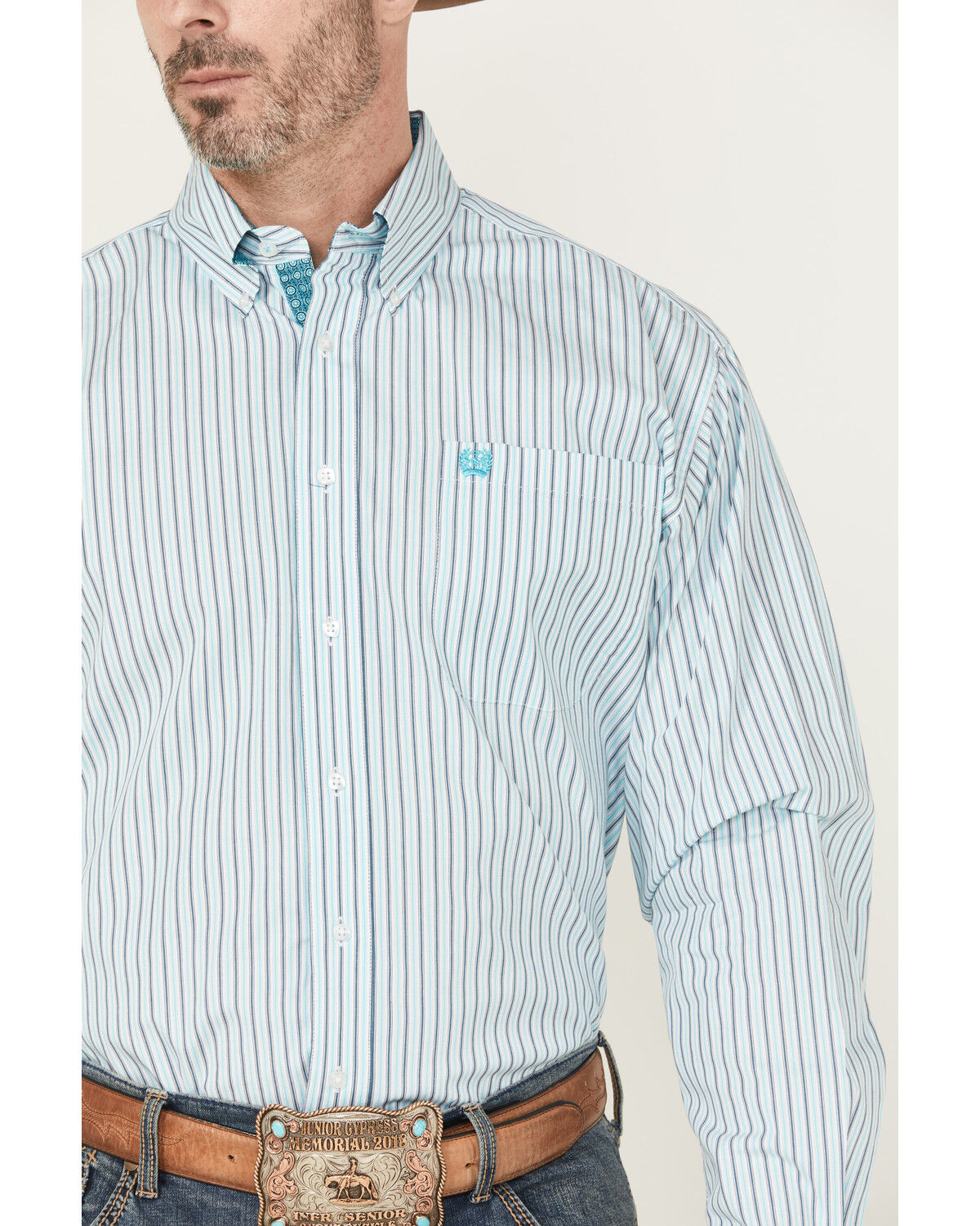Image #3 - Cinch Men's Striped Long Sleeve Button-Down Stretch Western Shirt, White, hi-res