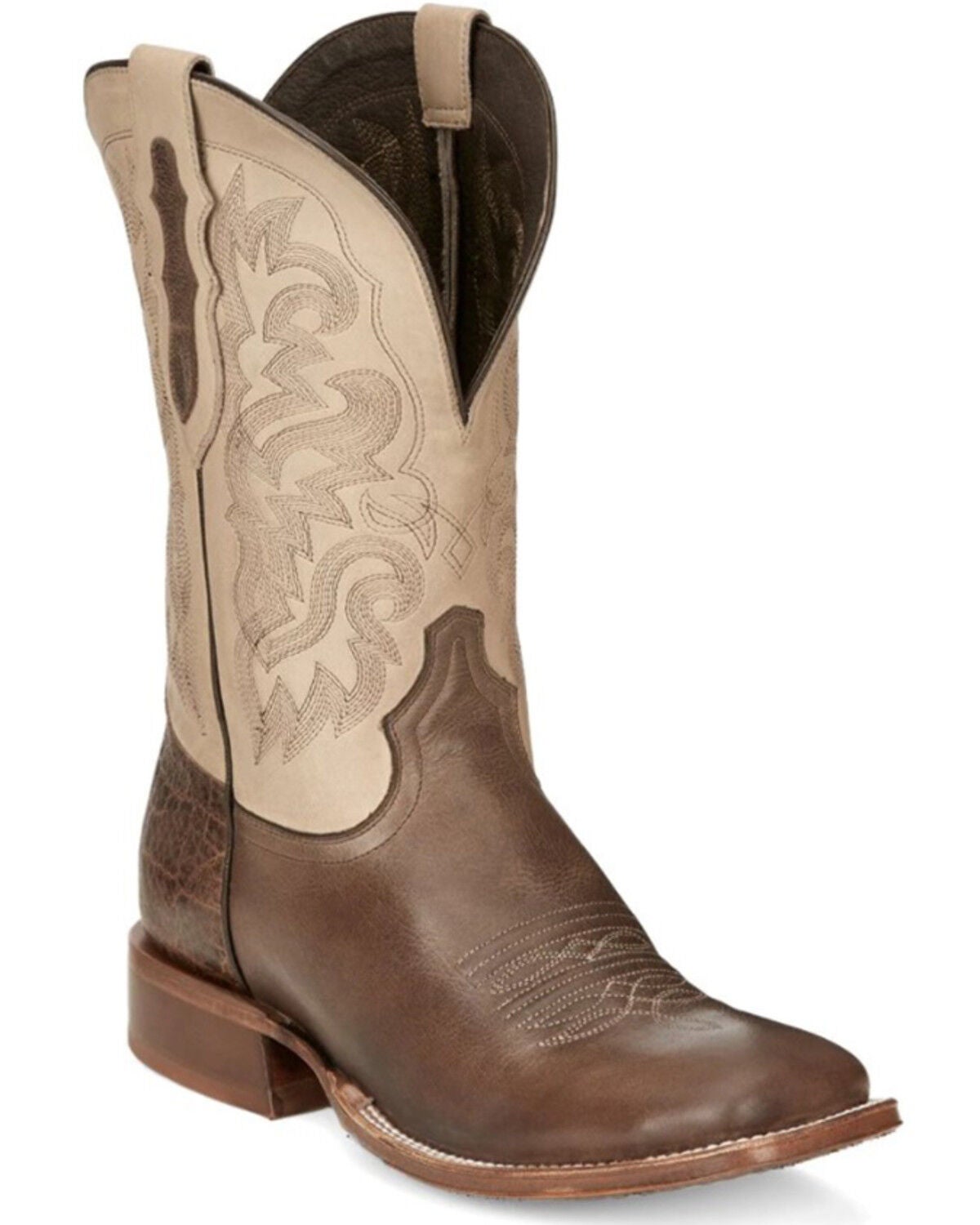 Tony Lama Men's Jinglebob Brown Leather Western Boots - Broad Square Toe, Brown, hi-res