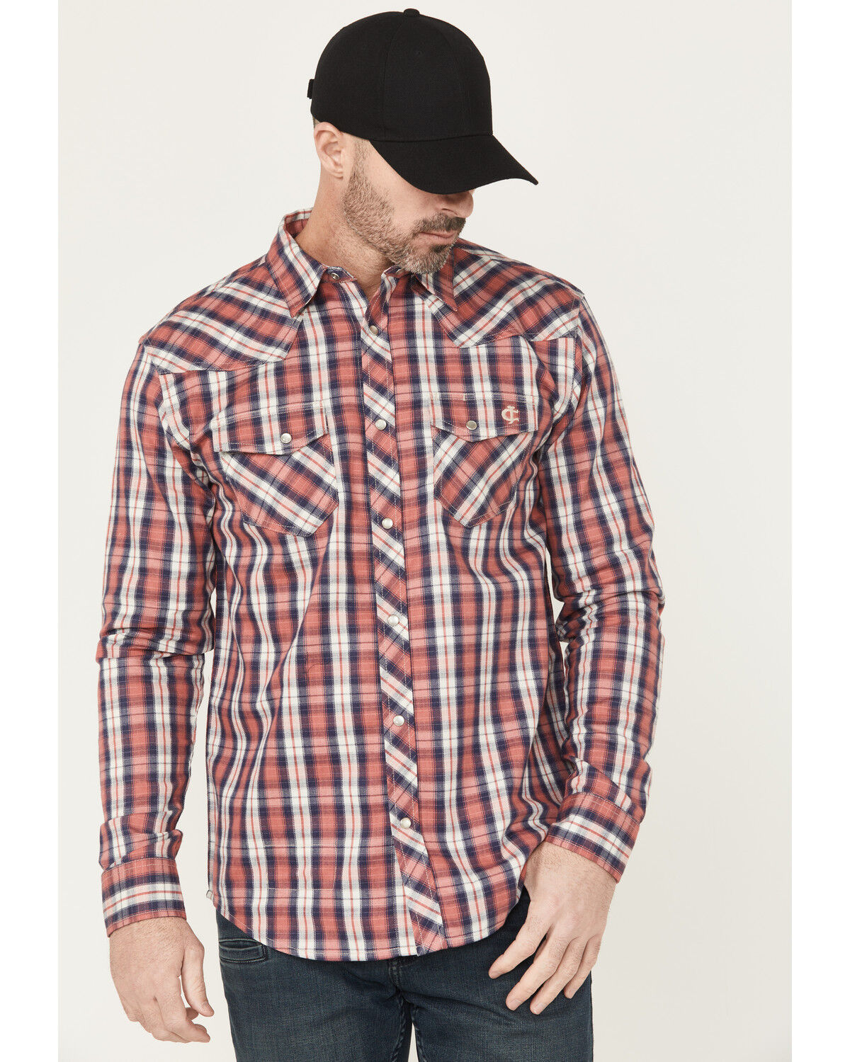 Image #1 - Cody James Men's FR Plaid Print Long Sleeve Snap Work Shirt, Red, hi-res