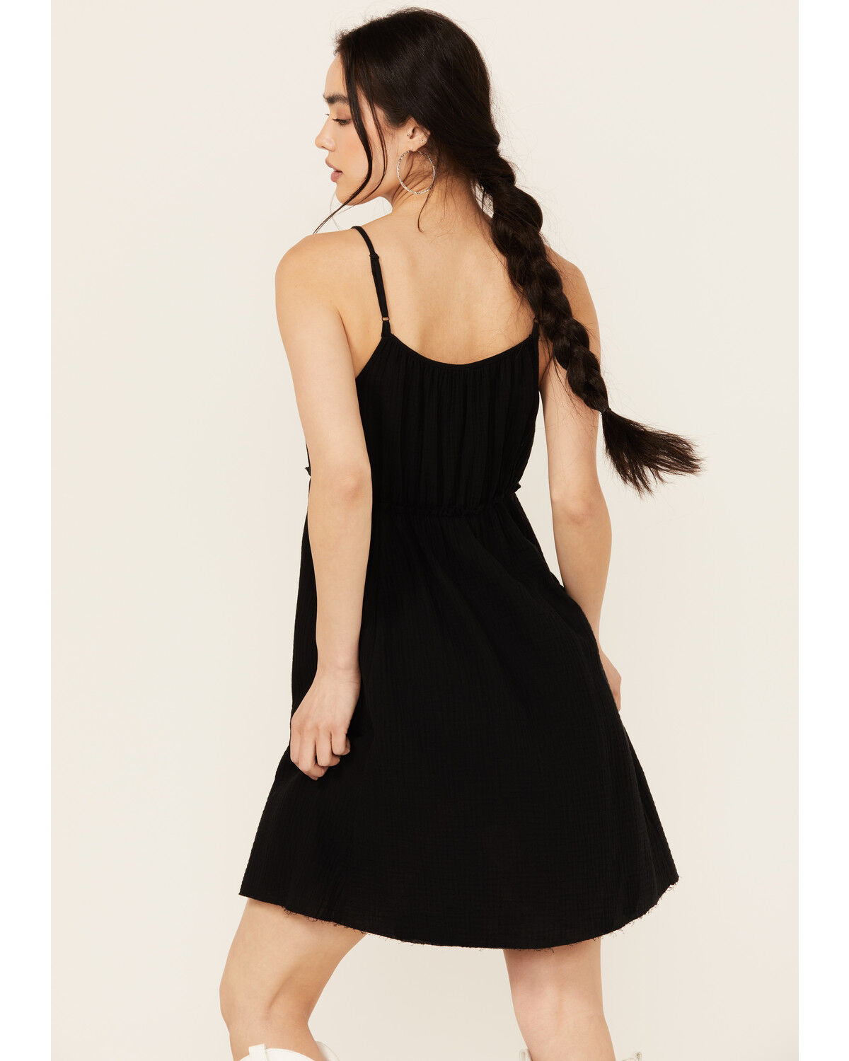 Image #4 - Beyond The Radar Women's Crochet Trim Mini Dress, Black, hi-res