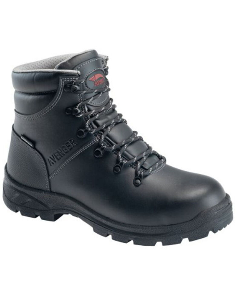 Avenger Men's 8624 Builder Mid 6" Waterproof Lace-Up Work Boots - Soft Toe, Black, hi-res