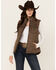 Image #1 - Ariat Women's Southwestern Print Quilted Vest, Brown, hi-res