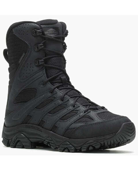 Image #1 - Merrell Men's Moab 3 8" Tactical Zip Waterproof Boots - Round Toe , Black, hi-res