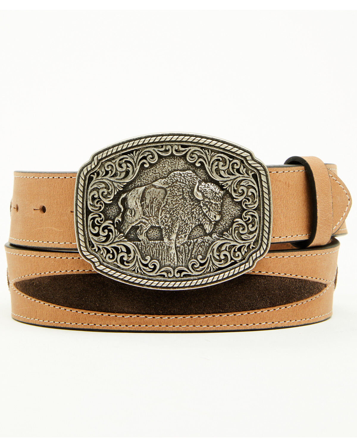 Image #1 - Cody James Men's Gunner Buffalo Plaque Buckle Belt, Brown, hi-res