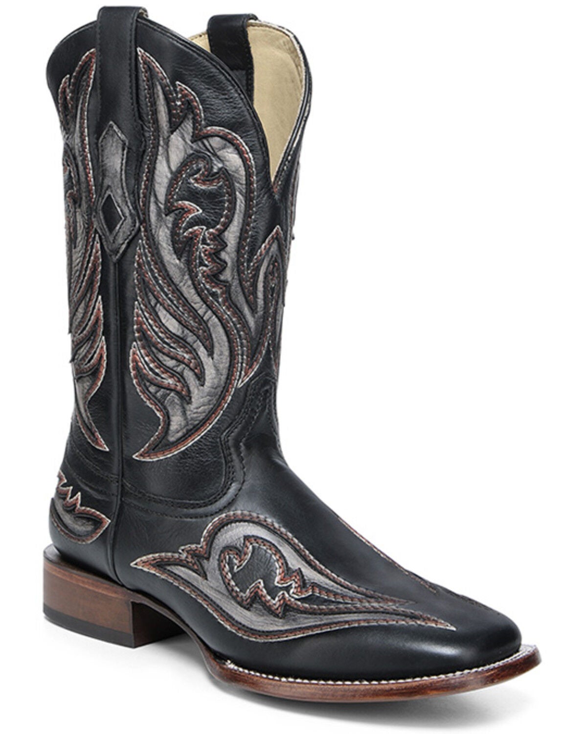 Image #1 - Corral Men's Inlay Embroidered Western Boots - Broad Square Toe, Black, hi-res