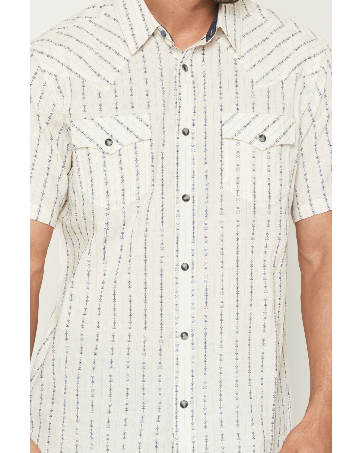 Image #3 - Moonshine Spirit&reg; Men's Happy Hour Striped Short Sleeve Snap Western Shirt, Ivory, hi-res