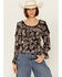Image #1 - Wild Moss Women's Smocked Front Cold Shoulder Long Sleeve Shirt, Black, hi-res