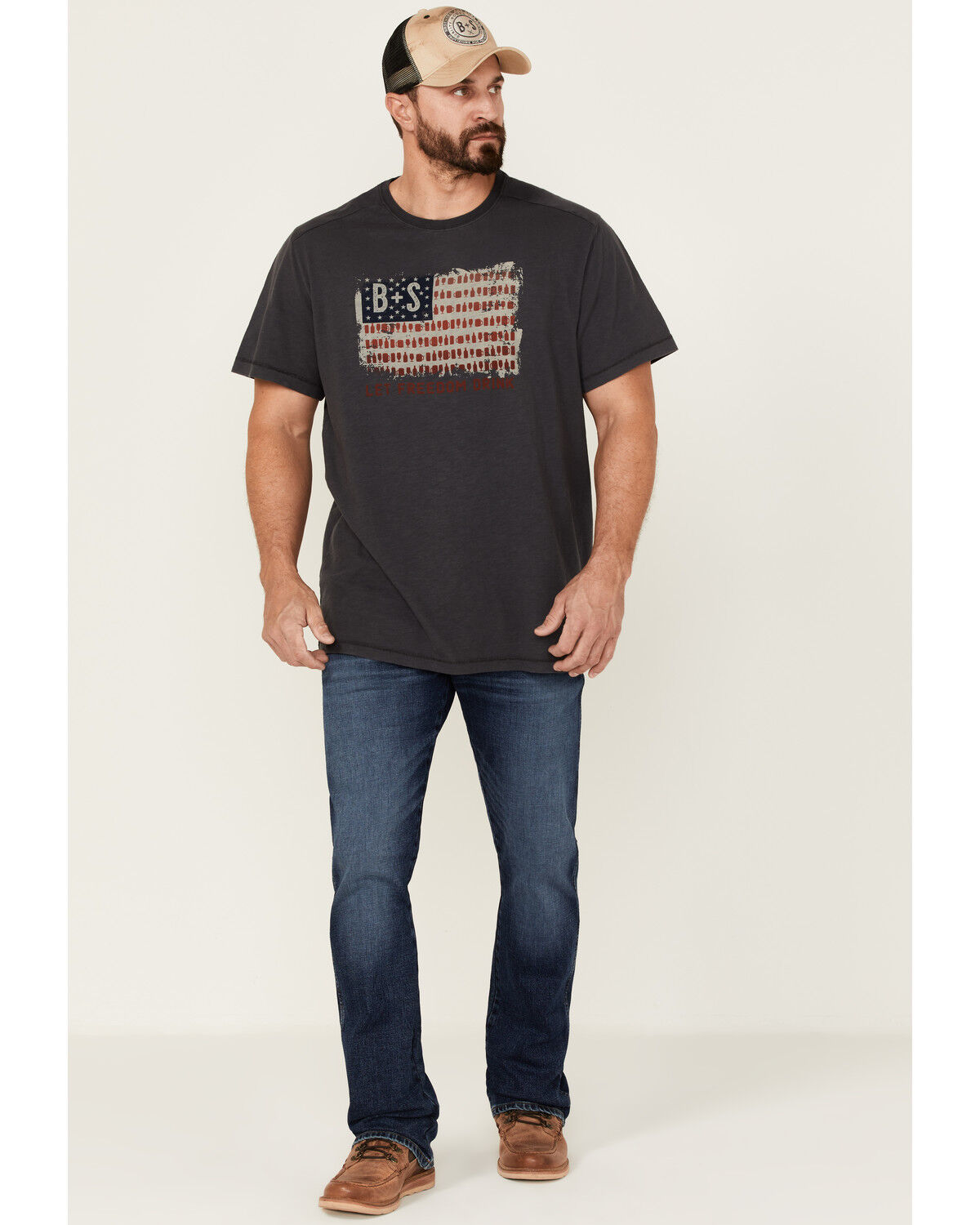 Image #2 - Brothers and Sons Men's Let Freedom Drink Slub Graphic T-Shirt, Brown, hi-res