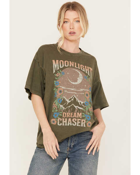Image #1 - Cleo + Wolf Women's Moonlight Chased Oversized Graphic Tee, Olive, hi-res