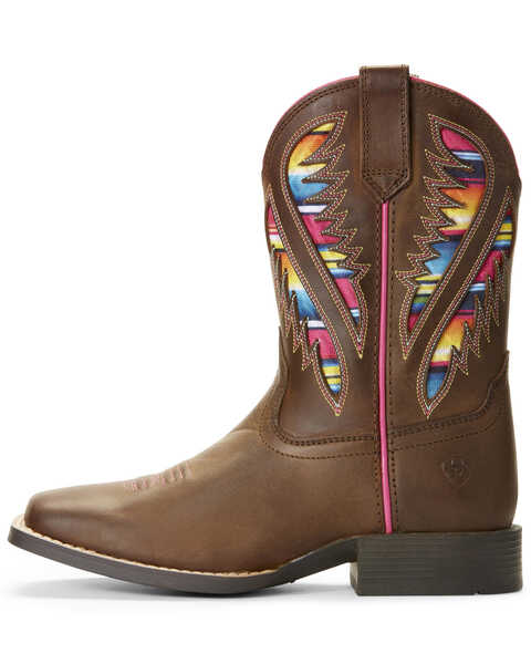 Image #2 - Ariat Girls' VentTEK Quickdraw Serape Western Boots - Broad Square Toe, Brown, hi-res