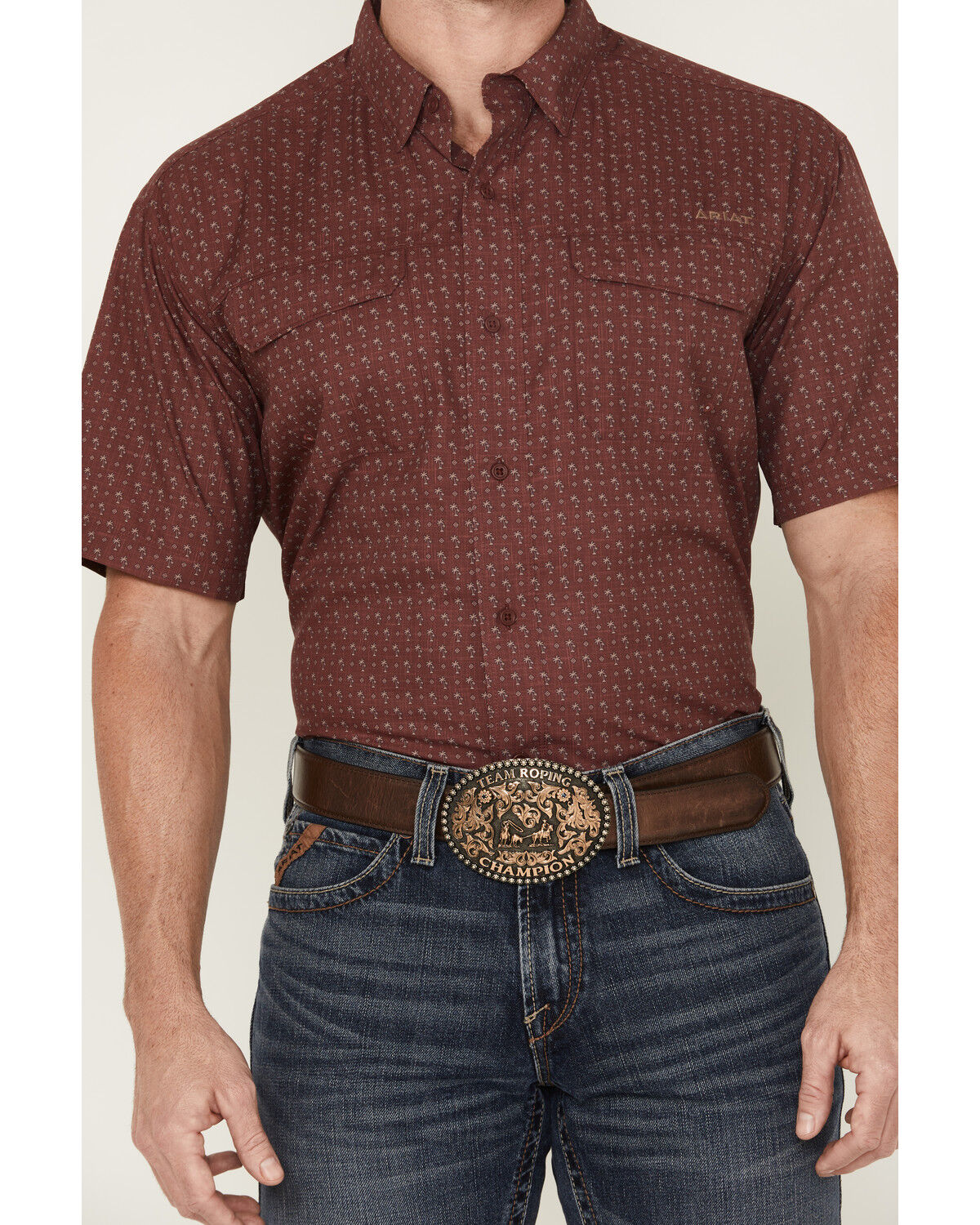Image #3 - Ariat Men's VentTEK Outbound Printed Short Sleeve Button-Down Performance Shirt - Tall, , hi-res