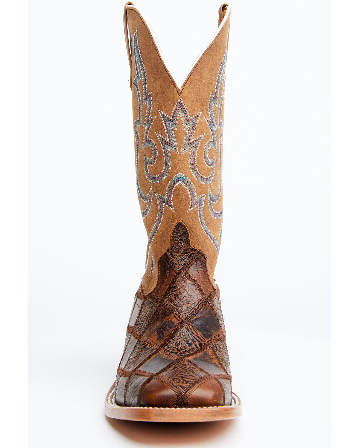 Image #4 - Horse Power Men's Patchwork Western Boots - Broad Square Toe, Brown, hi-res