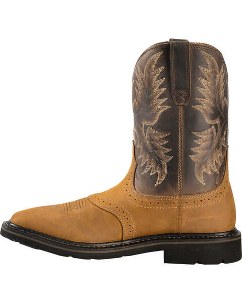 Ariat Men's 10" Sierra Pull On Western Work Boots - Square Toe, Aged Bark, hi-res