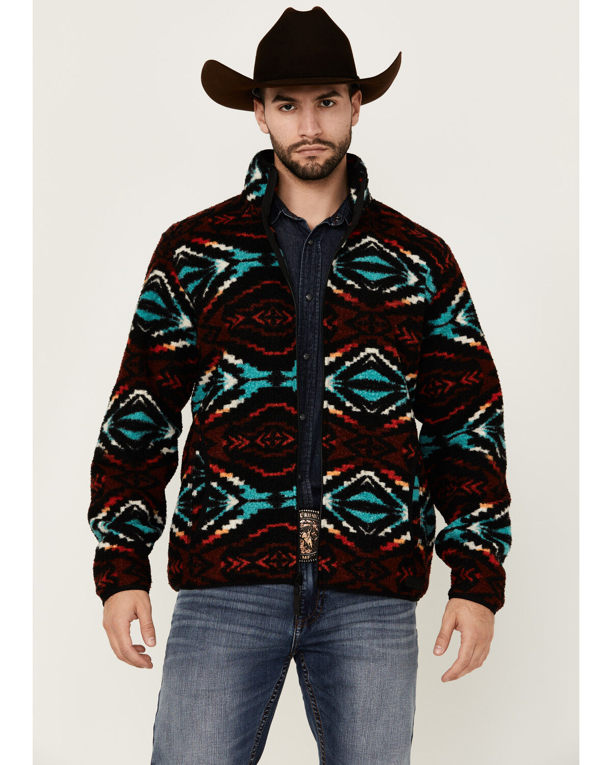 Image #1 - Rock & Roll Denim Men's Southwestern Print Jacket, Black, hi-res