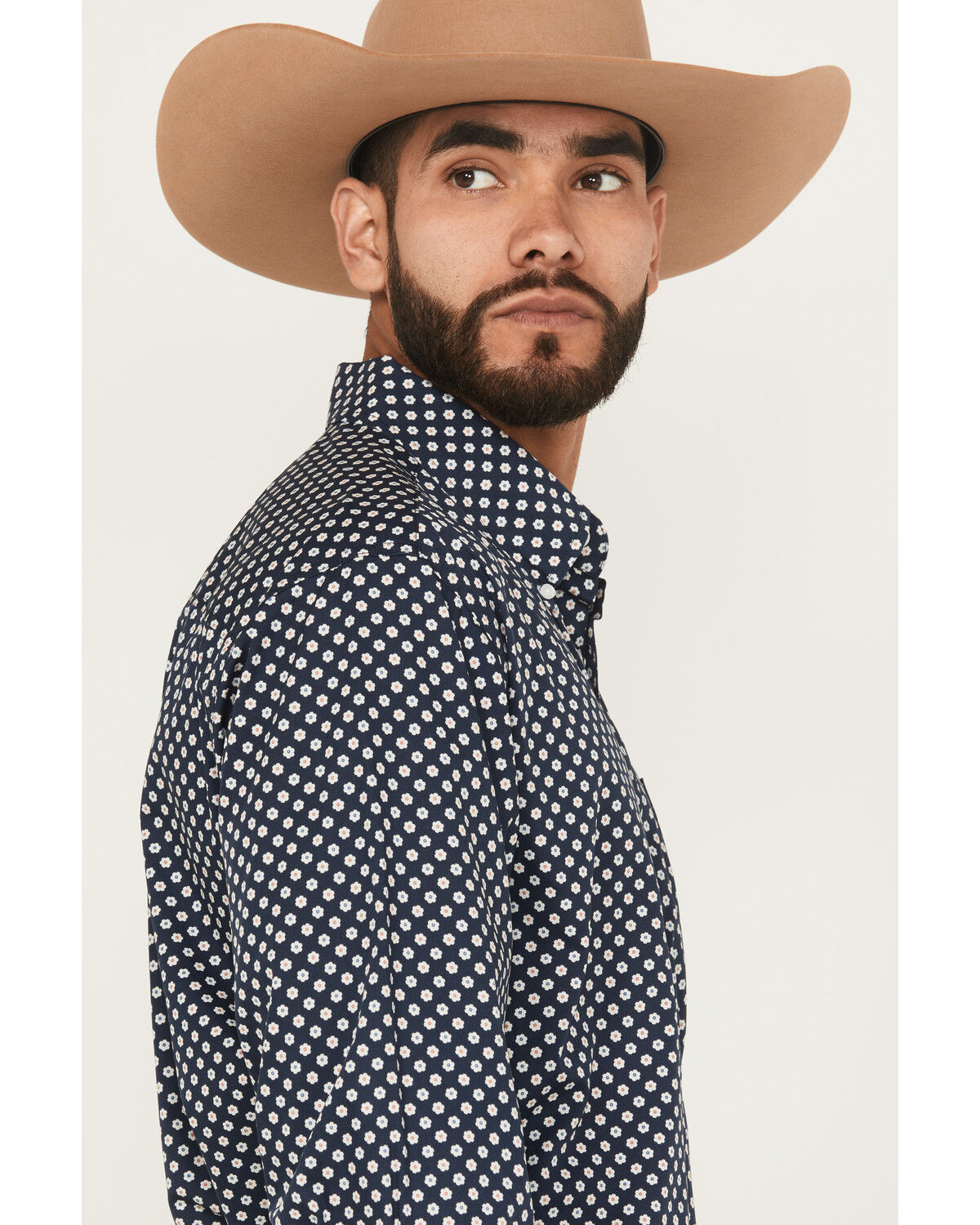 Image #2 - Cinch Men's Floral Print Long Sleeve Button-Down Western Shirt - Big, Navy, hi-res