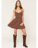 Image #1 - Ash & Violet Women's Polka Dot Halter Mini Dress, Brown, hi-res