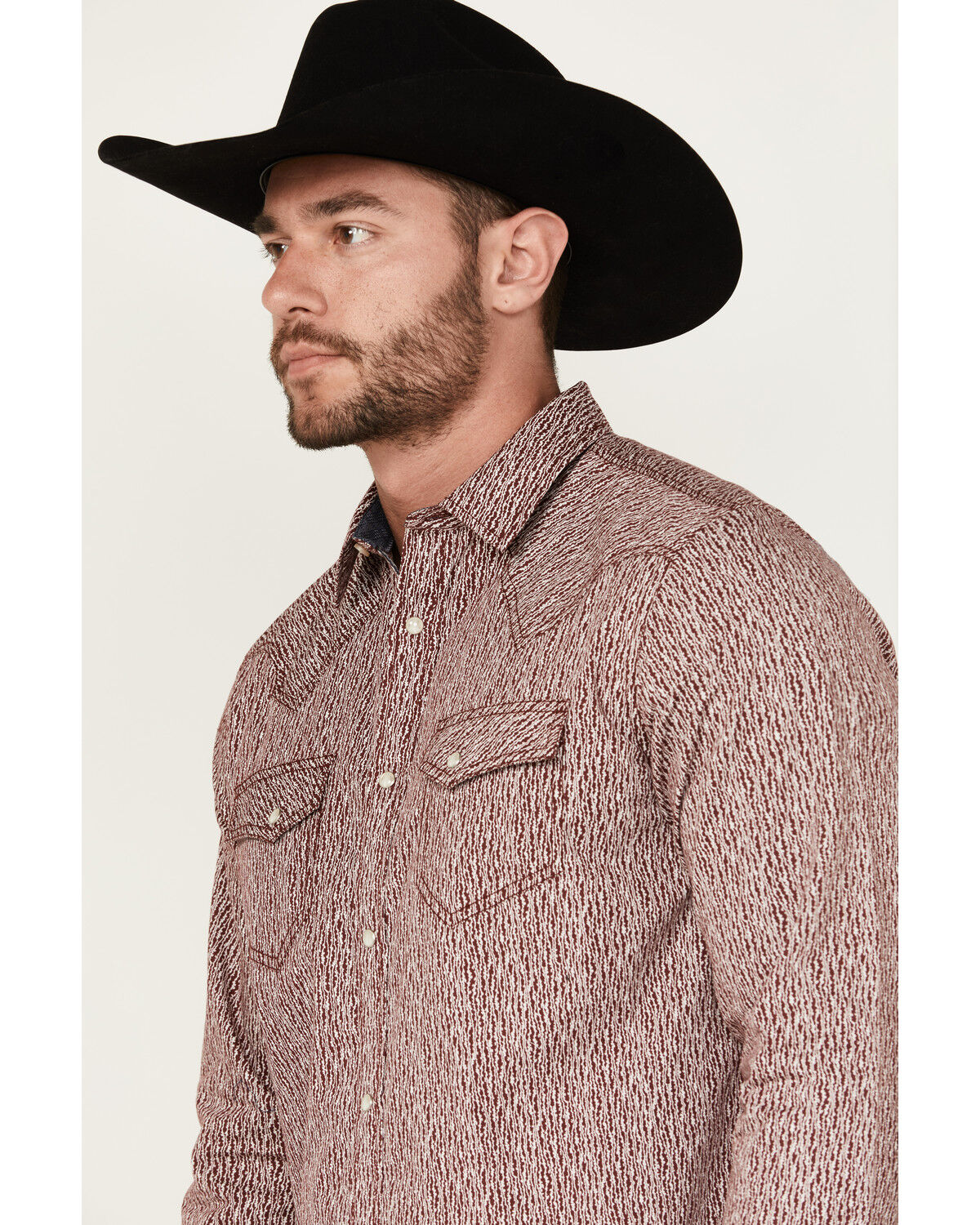 Image #2 - Moonshine Spirit Men's Album Printed Long Sleeve Pearl Snap Western Shirt, Burgundy, hi-res