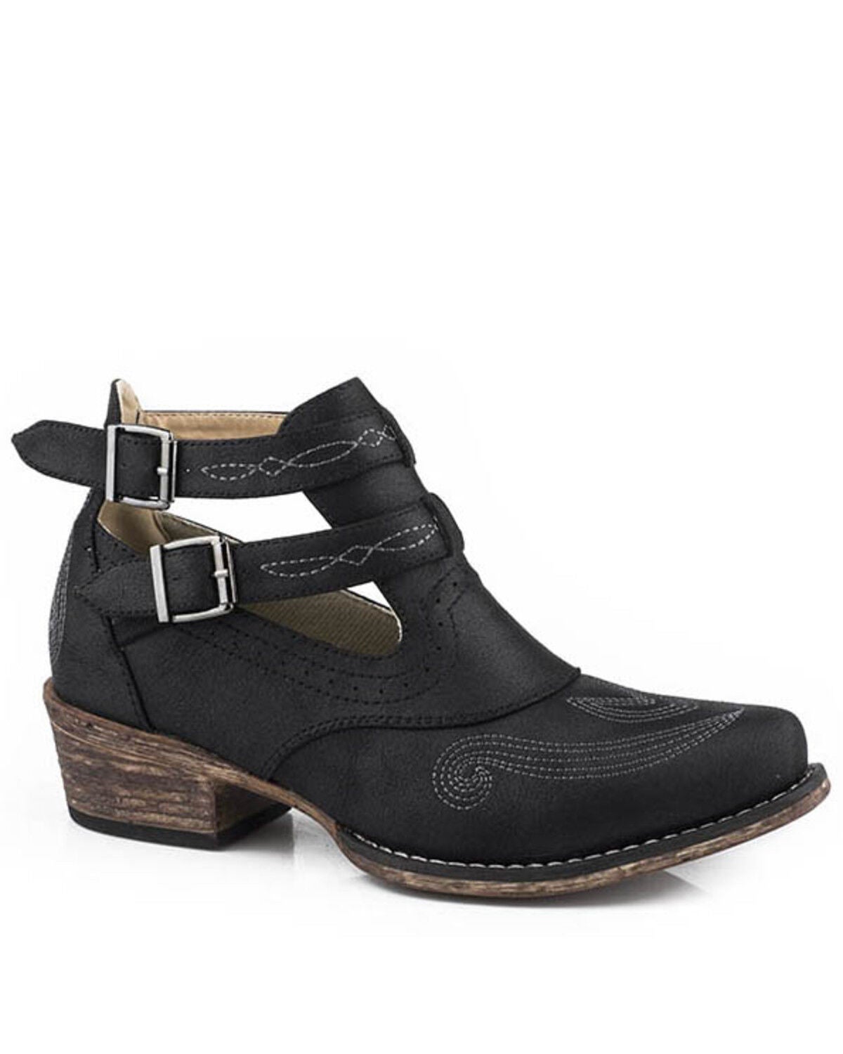 Roper Women's Willa Fashion Booties - Snip Toe, Black, hi-res