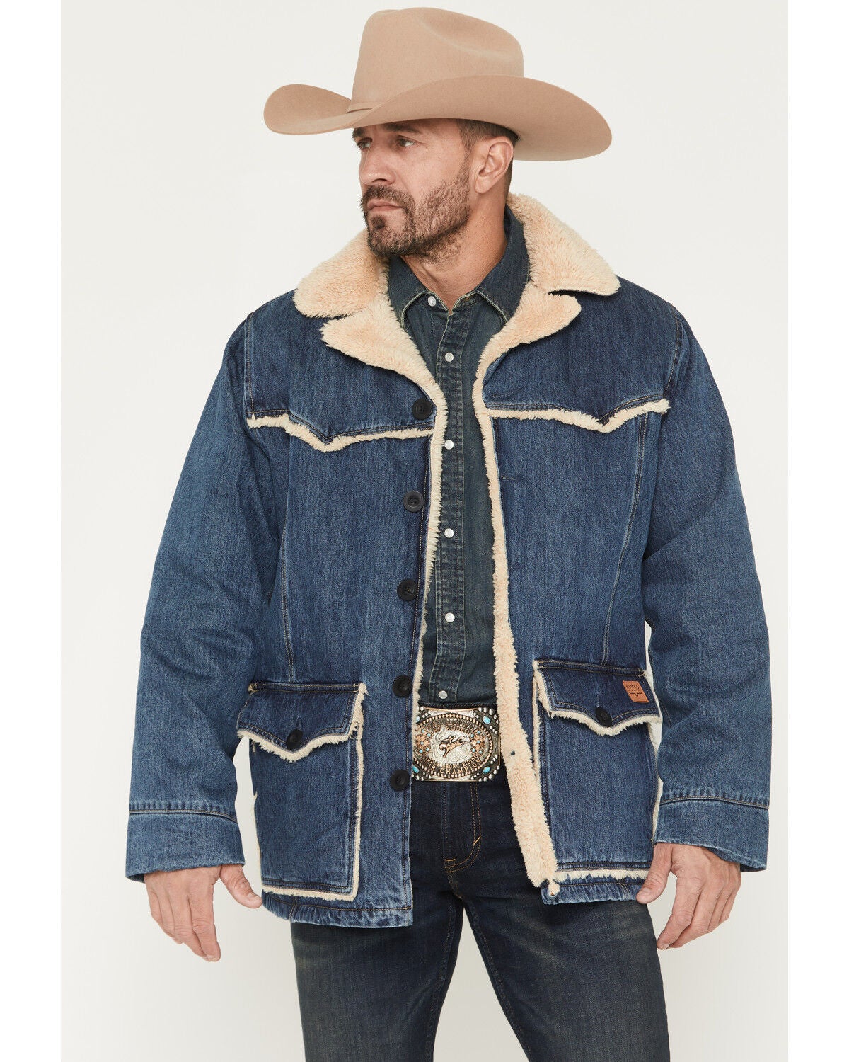 Kimes Ranch Men's Vincent Medium Wash Sherpa Lined Denim Jacket, Medium Wash, hi-res