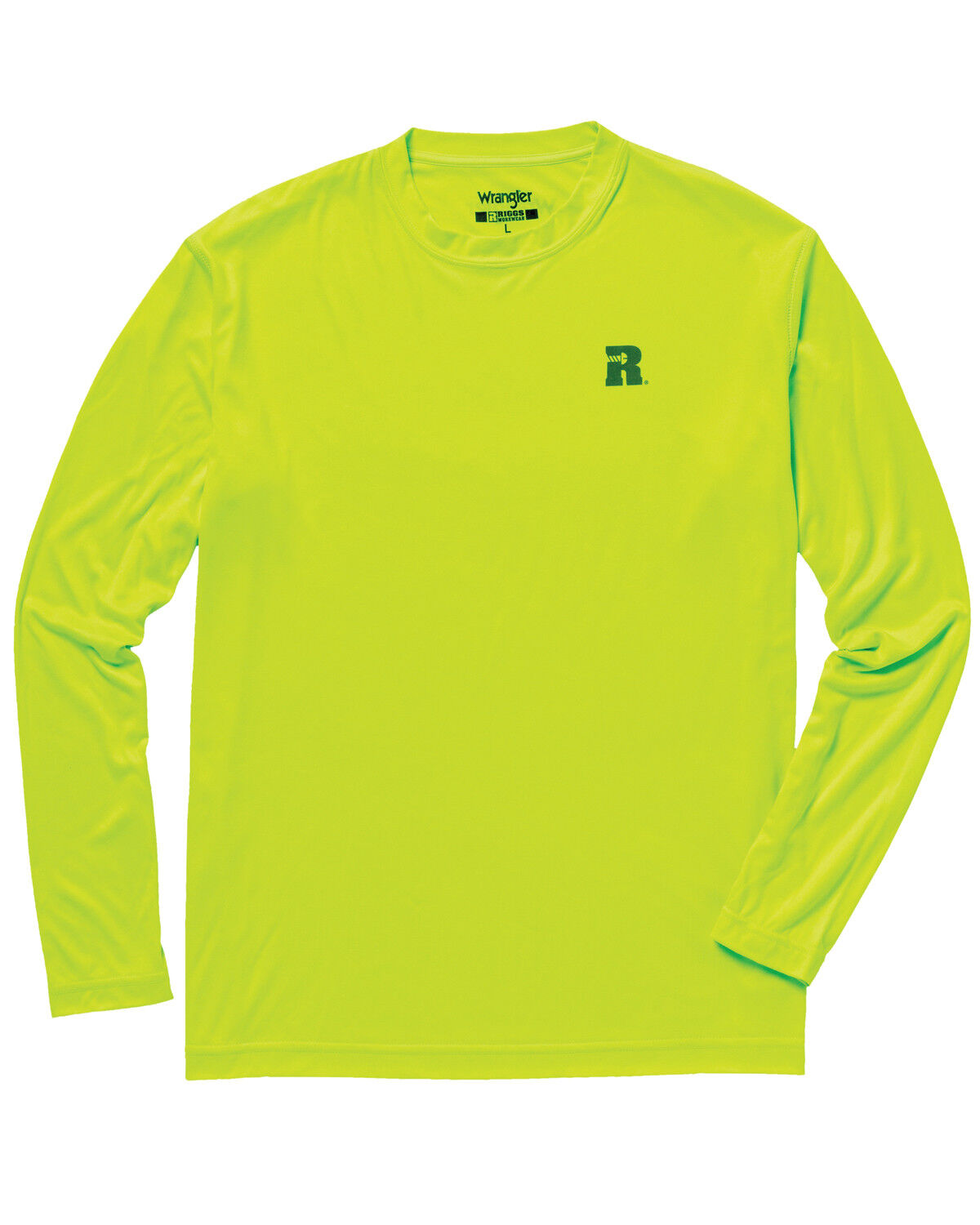 Image #1 - Wrangler Riggs Men's Crew Performance Long Sleeve Work T-Shirt - Big & Tall, Bright Green, hi-res
