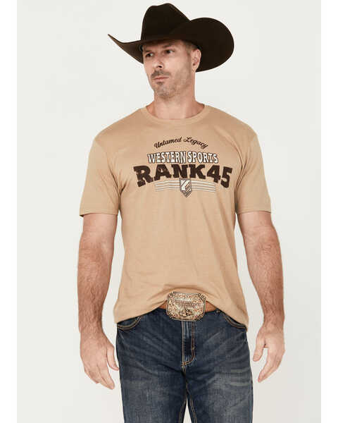 RANK 45® Men's Varsity Logo Short Sleeve Graphic T-Shirt, Tan, hi-res