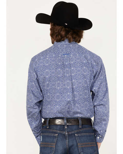 Image #4 - Ariat Men's WF Seamus Print Long Sleeve Western Shirt , Blue, hi-res
