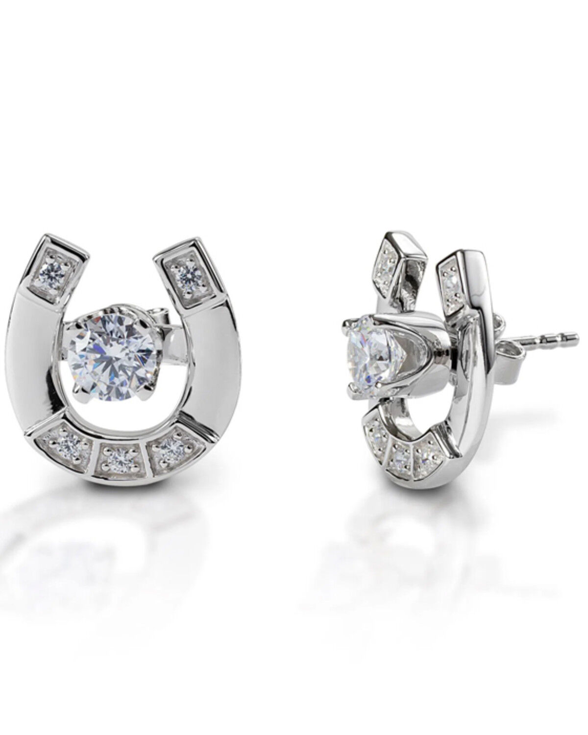 Image #1 - Kelly Herd Women's Studded Horseshoe Jacket Earrings, Silver, hi-res