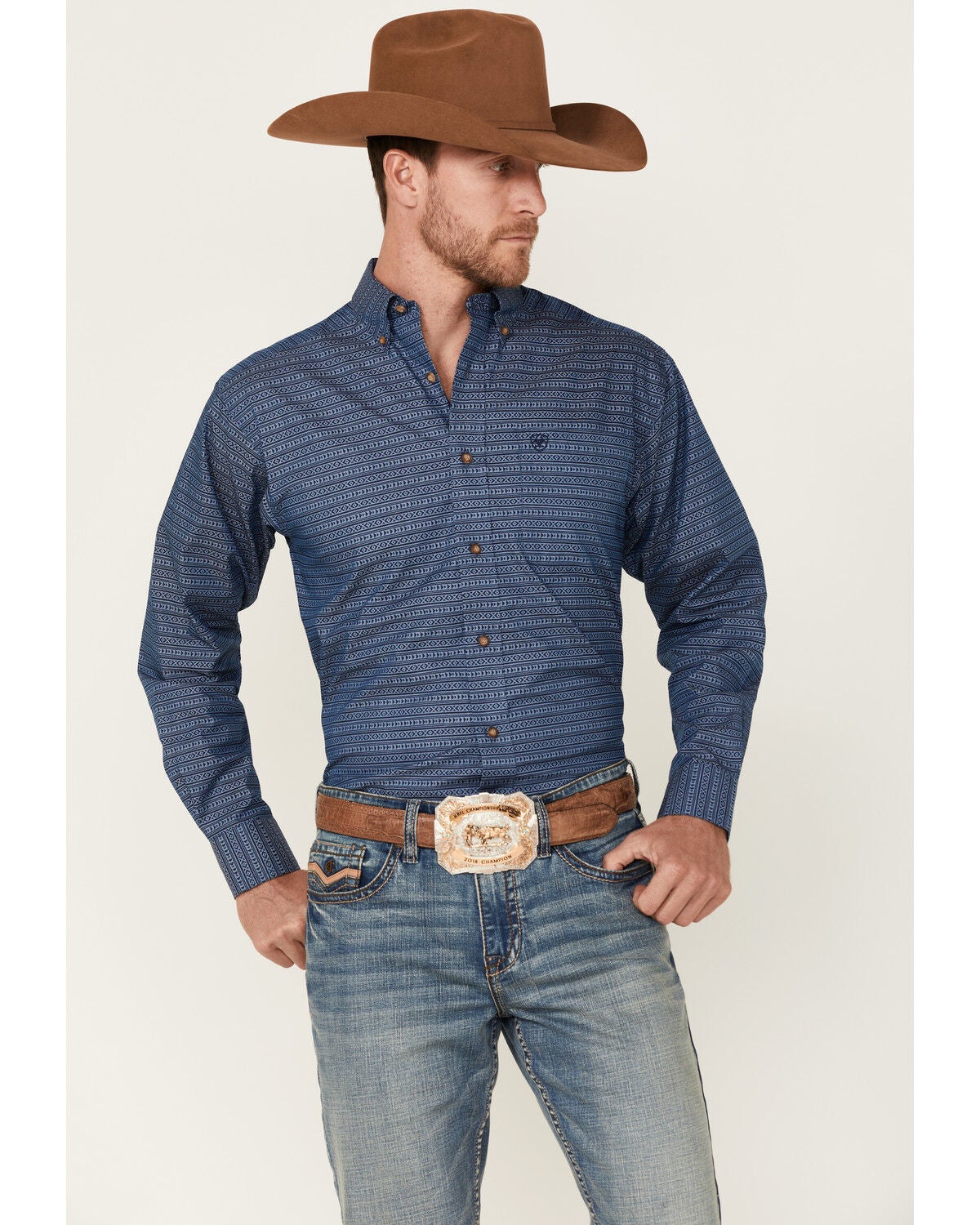 Long Sleeve Button-Down Western Shirt 