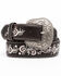 Shyanne Women's Chocolate Floral Embroidered Crystal Western Belt , Chocolate, hi-res