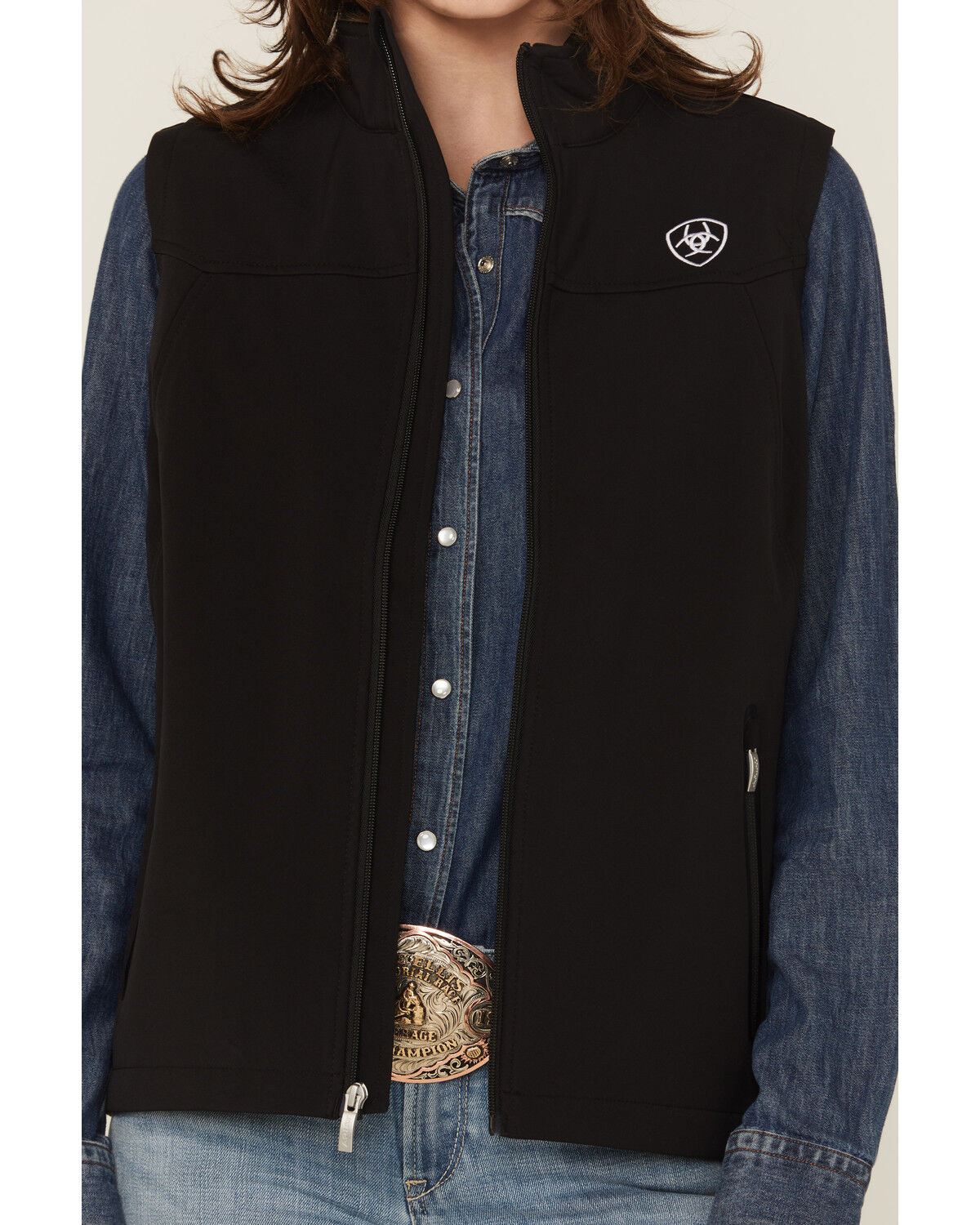 Image #3 - Ariat Women's Team Softshell Vest, Black, hi-res