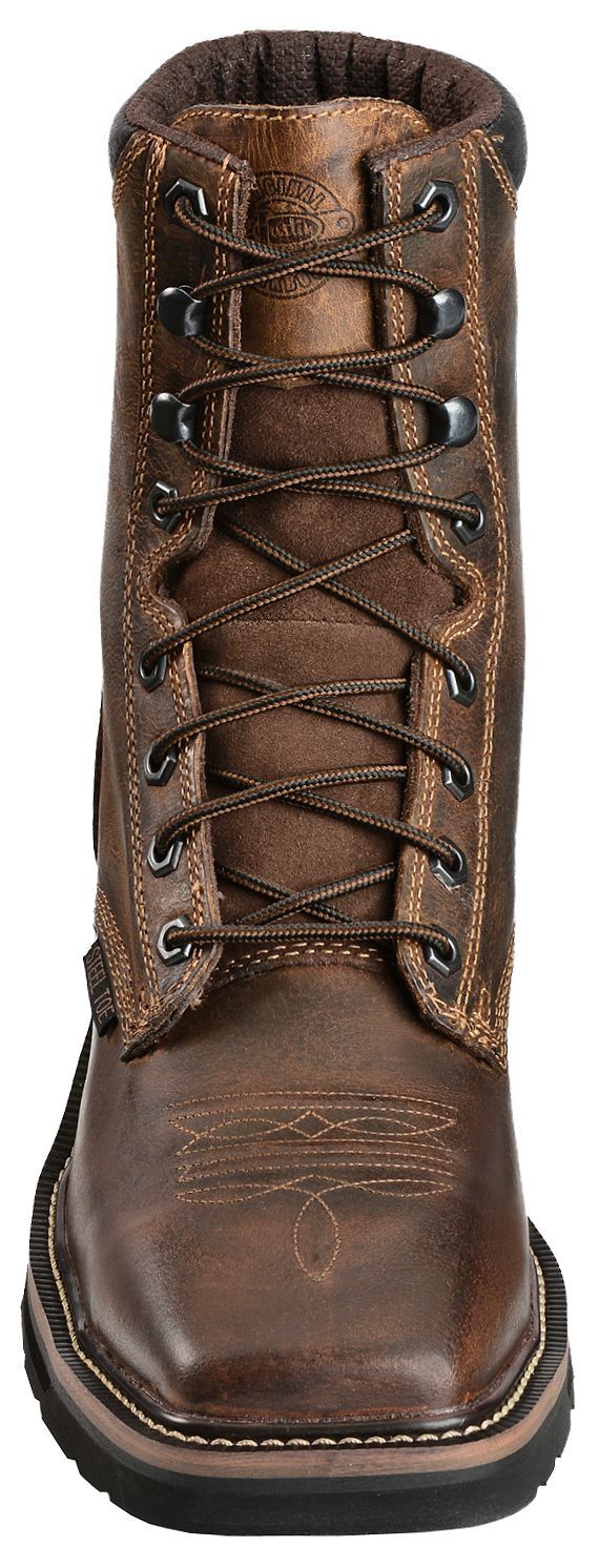 justin steel toe lace up boots