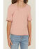 Image #3 - Fornia Girls' Solid Lettuce Edge Short Sleeve Top, Pink, hi-res