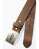 Image #2 - Hawx Men's Silver Plaque Logo Buckle Leather Belt, Brown, hi-res