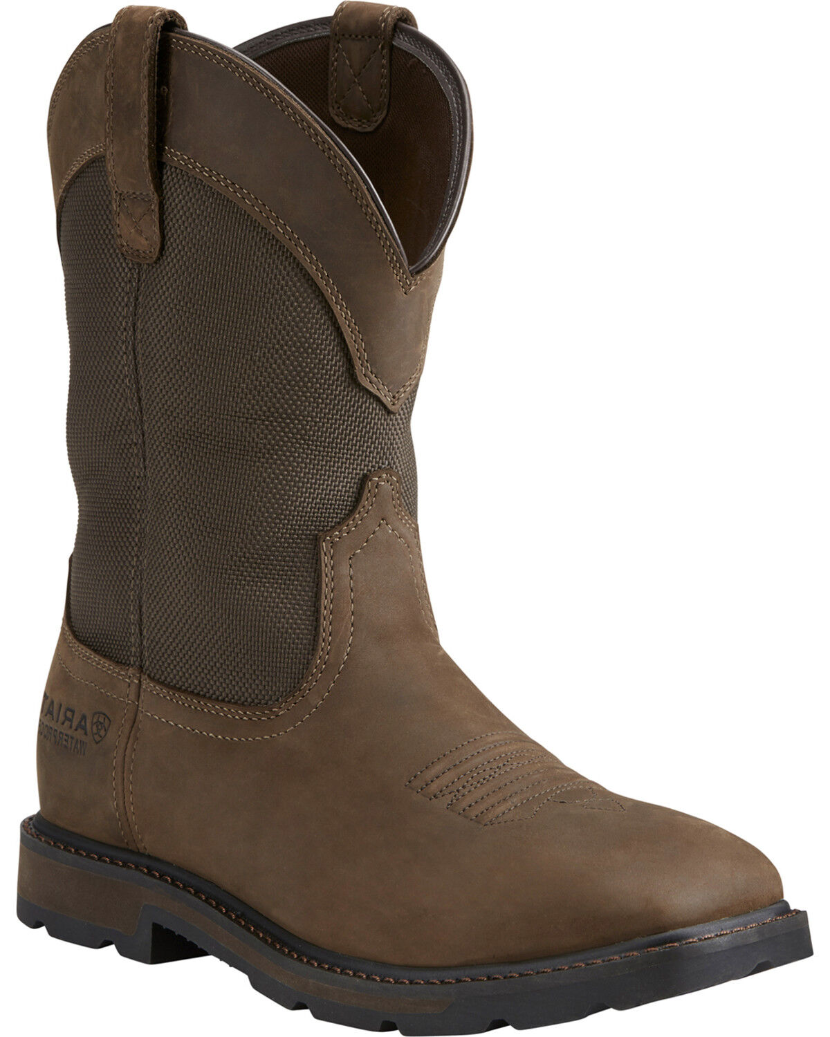 Image #1 - Ariat Groundbreaker Waterproof Western Work Boots - Steel Toe, Brn Bomber, hi-res