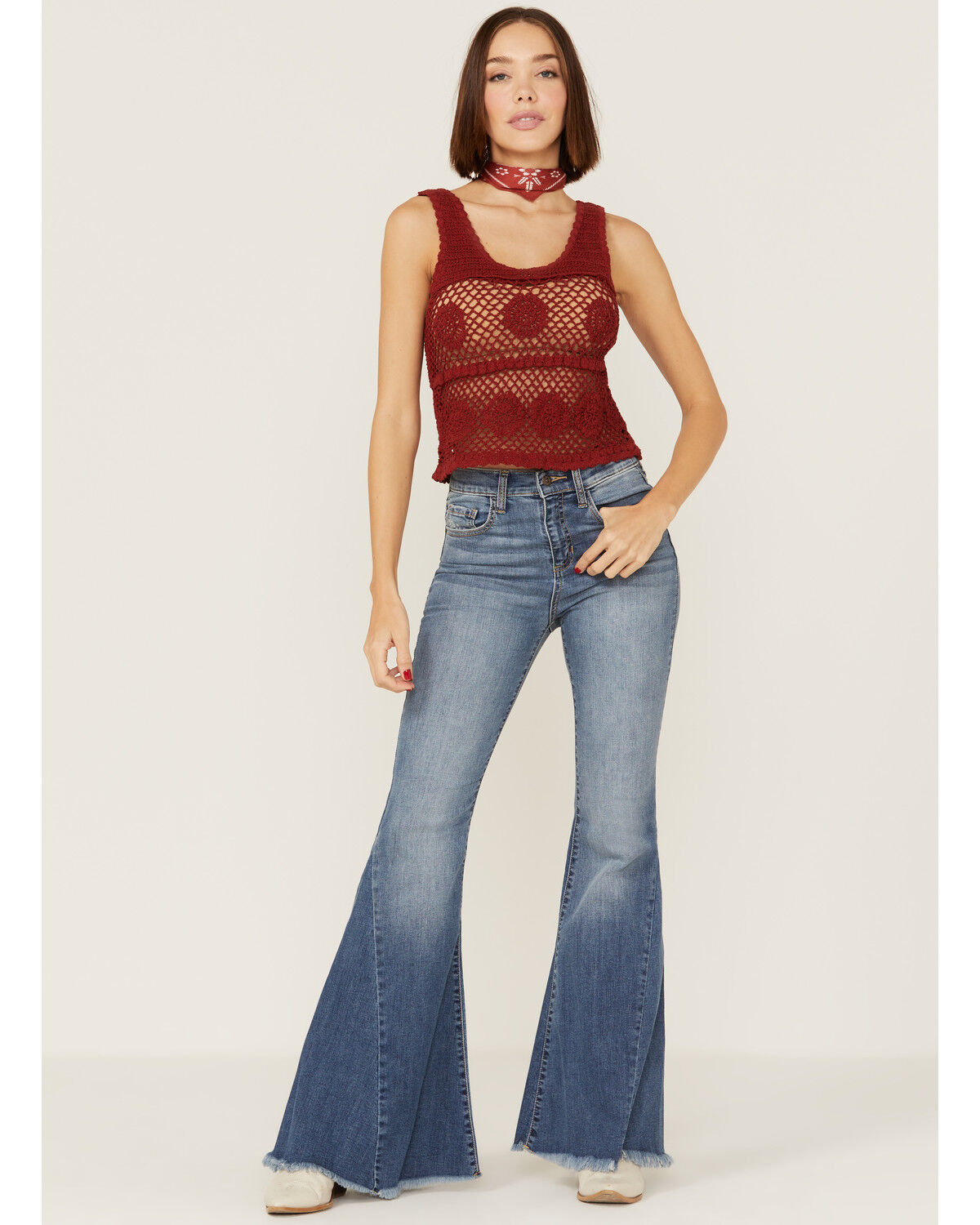 Image #4 - Saints & Hearts Women's Rust Crochet Knit Tank, Rust Copper, hi-res